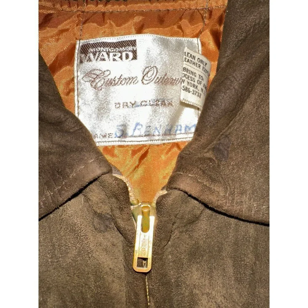 Vintage 1960’s Montgomery Ward Suede Fringe Girls Lined Leather Jacket Size12-14